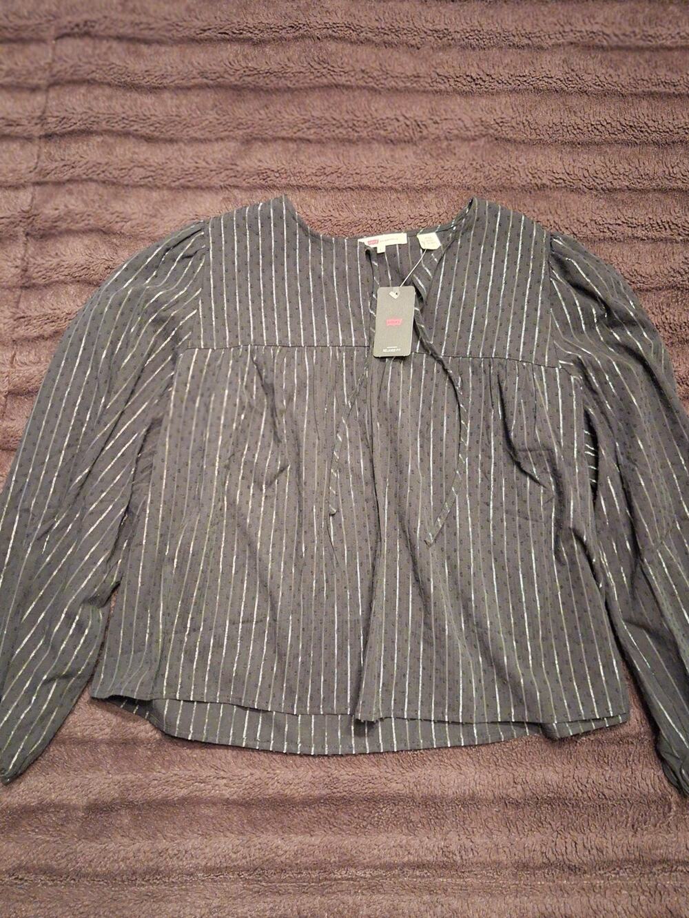 levis blouse women, black, Size large.